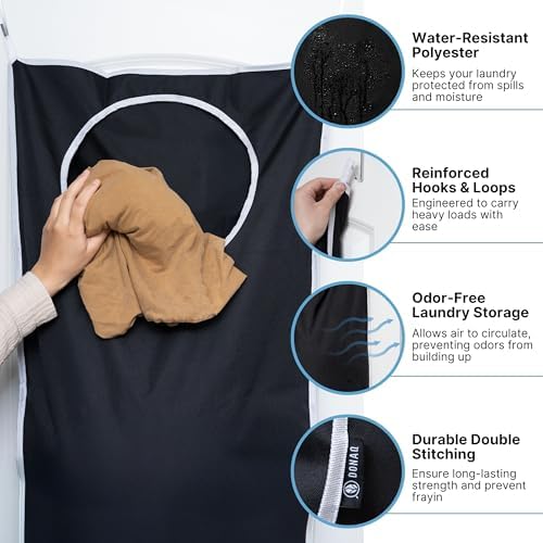Hanging Laundry Hamper Bag XL 40x22", Space Saving over the Door Storage Bags, Behind the Door Hampers for Dirty Clothes & Wall Mounted Basket for Bathroom - Image 5