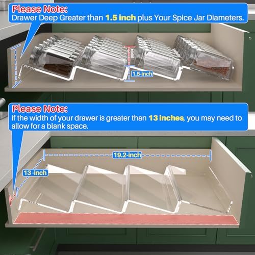 Antimbee 4-Pack Spice Drawer Organizer, 4-Tier Clear Spice Rack for Drawer - Image 2