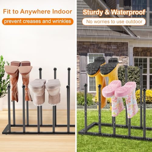 Housen Solutions 10 Pairs Boot Rack Organizer for Tall Boots, Large Capacity Metal Free Standing Shoe Racks, Black Cowboy Boot Holder Stand for Closet, Garage - Image 3