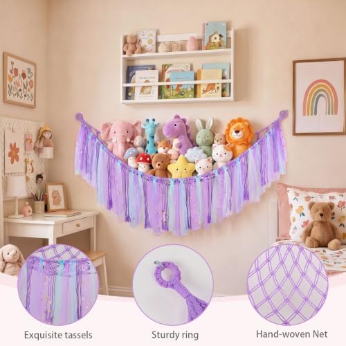 FIOBEE Stuffed Animals Net LED Light Toy Hammock for Kids Bedroom Storage - Image 6