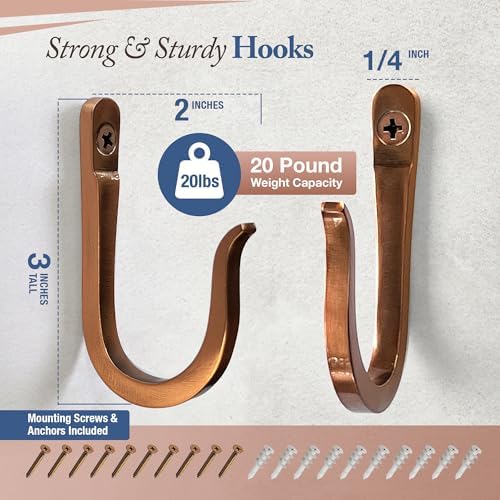 Antique Copper Railroad Spike Cast Iron Hooks (10 Pack) Handmade Blacksmith, Wall Mounted Decorative Hooks, PowderCoated for Interior or Exterior Use, Rust Proof for Hanging Coats, Bags or Pots - Image 3