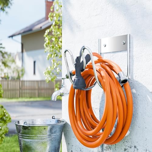 Stainless Steel Garden Hose Holder - Extra Large Heavy Duty Silver SS304 Wall Mounted Hanger for Water Hose, Extension Cords, Vacuum Lines, Anti-Rust Patented Design - Image 6