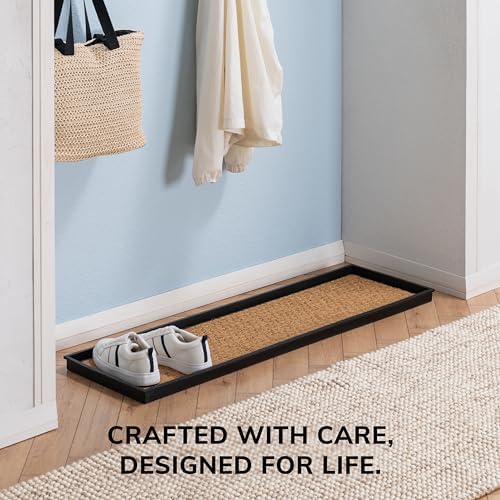 Anji Mountain Heavy Duty Waterproof Rubber Shoe Storage Mat Organizer/Boot Storage Multi Use for Entryway with Coir, Tan Insert, Fits 4 Pair (46.5" Wide) - Image 5