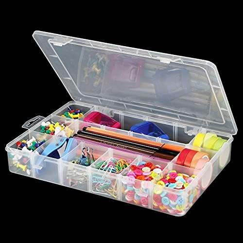 Exptolii 18 Grids Plastic Organizer Box with Dividers, Clear Compartment Container Storage for Washi Tapes Beads Crafts Jewelry Fishing Tackles, Size10.8 x 7.7 x 1.7 in - Image 5