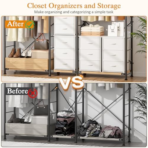 2-Pack Stackable Storage Drawers (6 Drawers Total), White Closet Drawers Organizer for Clothes with Wooden Top & Metal Frame, Freestanding or Stackable Dresser for Bedroom, Living Room, Under Bed - Image 5