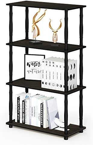 Furinno Turn-N-Tube 4-Tier Multipurpose Shelf Display Rack, Classic Tubes, Espresso/Black by Furinno-FitsYourSpaceFitsYourBudget
