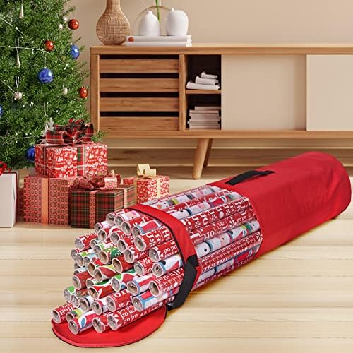 Wrapping Paper Storage Bag | Wrapping Paper Organizer Under Bed for Storing Multiple Rolls of Gift Wrap, 42” Length Container Constructed of Durable 600D Oxford Material (Red) - Image 5
