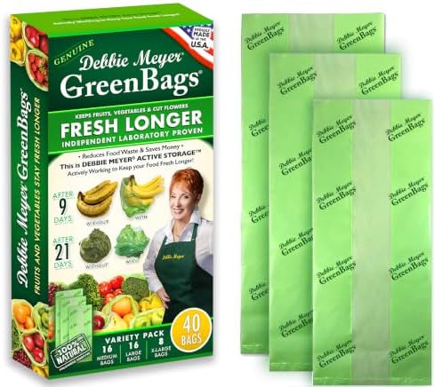 Debbie Meyer GreenBags, 40-Pack (16M, 16L, 8XL), Reusable Food Storage Bags by DebbieMeyer