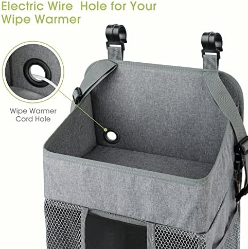 Maliton Hanging Diaper Organizer Hold 50+ Diapers, with 4 Mesh Pockets，Gray - Image 4