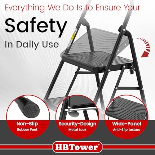 HBtower 2 Step Ladder, Step Stool with Wide Anti-Slip Pedal - Image 5