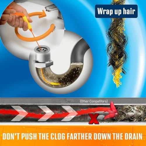 FlexiSnake Drain Weasel Sink Snake Hair Clog Remover Tool Kit, 5 Wands - Image 5