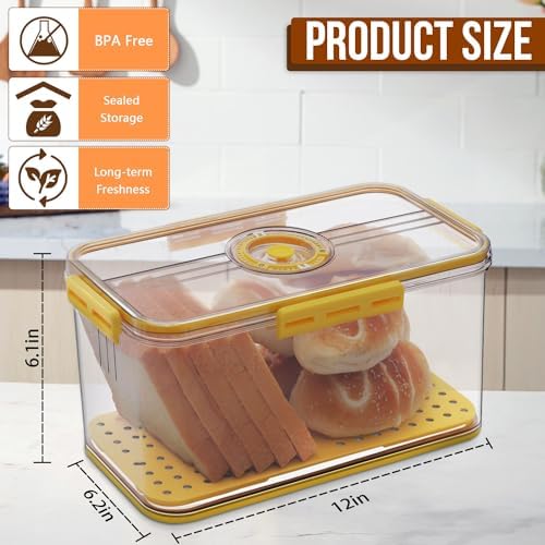 Gifhomfix Bread Box Airtight Bread Boxes for Kitchen Counter, Time Recording Bread Storage Container with Lid, Bread Holder for Homemade Bread, Toast, Bagel, Donut and Cookies - Image 2