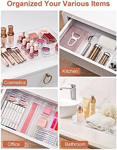 SMARTAKE 22 PCS Drawer Organizer, 4-Size Desk Bathroom Drawer Organizer - Image 6