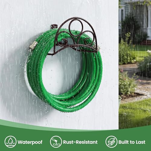 Metal Garden Hose Holder - Wall Mounted Water Hose Holder - Hose Hanger Heavy Duty for Water Hose Extension Cords Vacuum Hose bronze - Image 5
