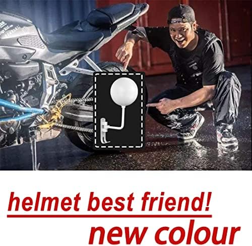 SNAGMO White 180° Motorcycle Helmet Rack, Rotation Metal Helmet Holder Wall Mount, Helmet Holder Bike with 2 Hooks Helmet Hanger for Motorcycle Bike Coats, Caps, Baseballs, Rugby Helmet (2 pcs) - Image 5