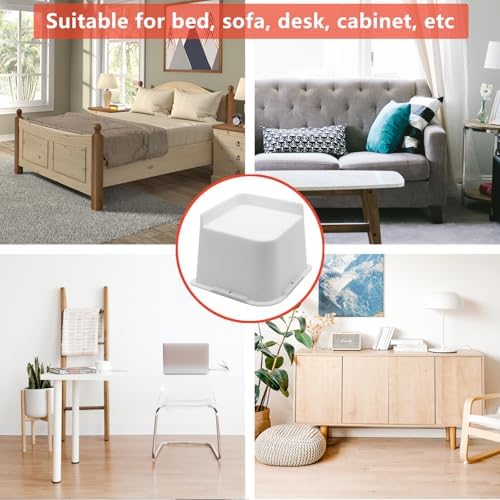 Bed Risers 4 inch Heavy Duty, 8 Pack White Furniture Risers - Image 5