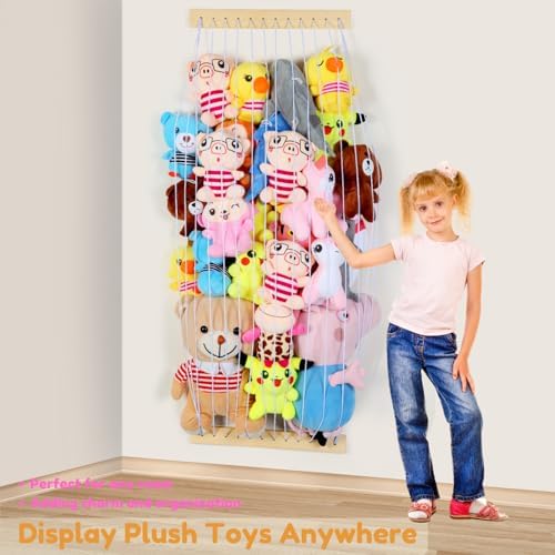 Stuffed Animal Storage Hammock Wooden Plush Toy Organizer for Kids Room Décor, Playroom Nursury Plush Toys Storage Caddy, Decoration Wall Hanging Stuffed Animal Net or Hammock Corner - Image 2