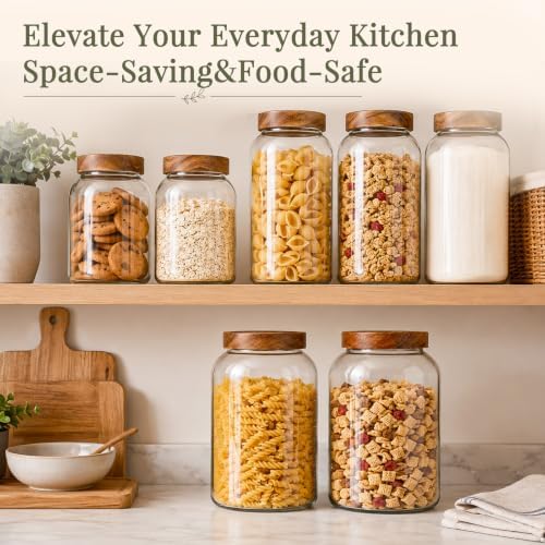 CONNOO 3Pcs-93oz Large Cereal Containers Storage with Acacia Wood Lids - Image 4