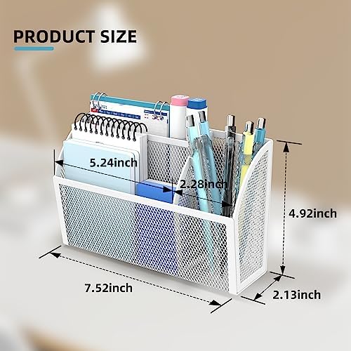 3-Grid Magnetic Pencil Holder, Strong Magnet Locker Organizer, White - Image 7