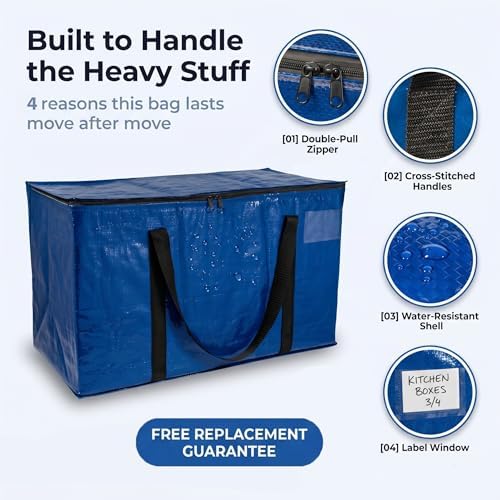 ClearSpace Heavy Duty Moving Bags or Storage Bins with Lids, Blue, 2 Pack - Image 3