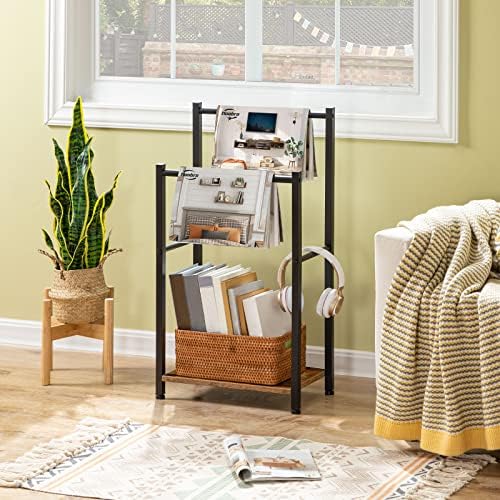 HOOBRO Free Standing Towel Rack for Bathroom, 2 Tier Blanket Rack, 16.5" L x 9.4" W x 31.5" H, Blanket Holder, Drying and Display Rack with Shelf, Rustic Brown and Black BF02LB01 - Image 6