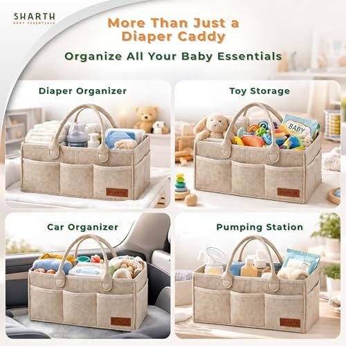 Sharth Baby Diaper Caddy Organizer, Baby Essentials Storage, Nursery Basket - Image 5