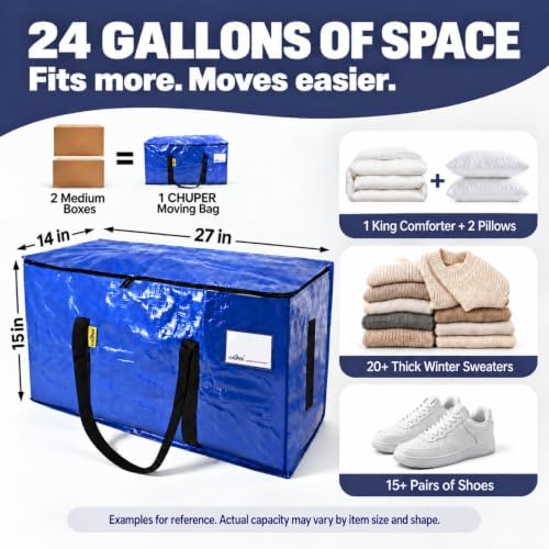 6 Pack Moving Bags Heavy Duty,Reusable Packing Bags for Moving - Image 3