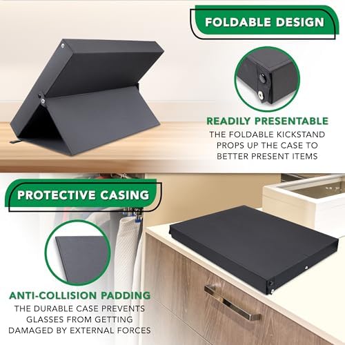 ProSource 18 Slot Sunglasses Organizer Box Stand Display Case/Tray, Fabric Lined & Snap Close - Image 3