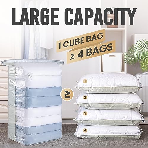 TAILI 12 Pack Vacuum Storage Bags, Jumbo Cube 31x40x15 Inch, Cream - Image 3