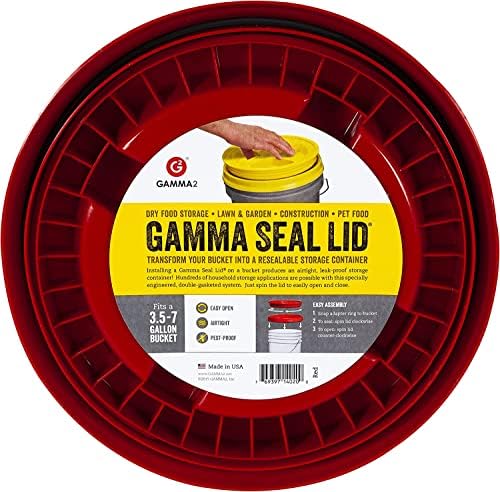 GAMMA2 Gamma Seal Lid - Pet Food Storage Container Lids - Fits 3.5, 5, 6, & 7 Gallon Buckets, Red, Made in USA - Image 2