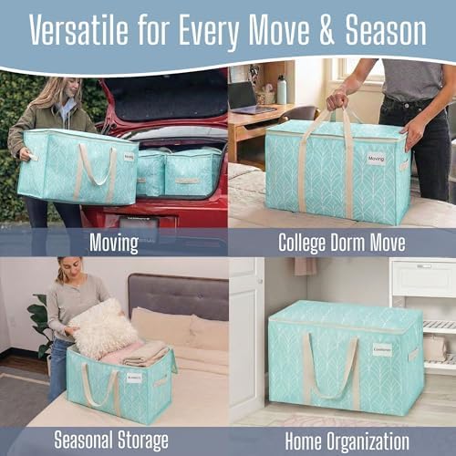VENO 8 Pack Heavy Duty Moving Bags, Extra Large Storage Bags with Reinforced Handles & Strong Zippers, Foldable & Reusable Moving Box Alternative for Clothes & Dorm Storage - Image 6