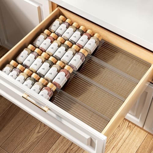 MUDEELA Clear Spice Drawer Organizer, 4 Tier- 2 Set (8 Packs), Grey by MUDEELA