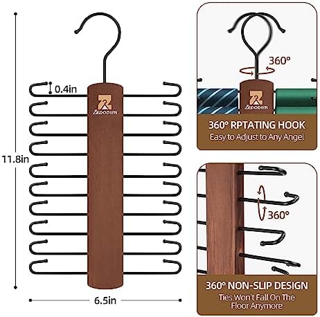ZEDODIER 2 Pack Tie Hanger, Tie Organizer for Closet, Holds 40 Ties - Image 5