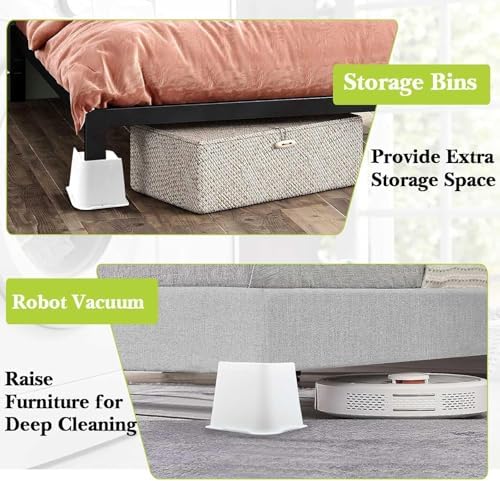 Bed Risers 1 inch, 2 inch, 3 inch, 4 inch, 6 inch, 8 inch Heavy Duty, Oversized Furniture Riser for Couch Sofa Table Chair Leg Frame Dorm, Support up to 6000 Lbs (White 8 Pack, 4 inch) - Image 4