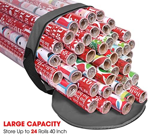 Wrapping Paper Storage Bag | Wrapping Paper Organizer Under Bed for Storing Multiple Rolls of Gift Wrap, 42” Length Container Constructed of Durable 600D Oxford Material (Gray) - Image 5