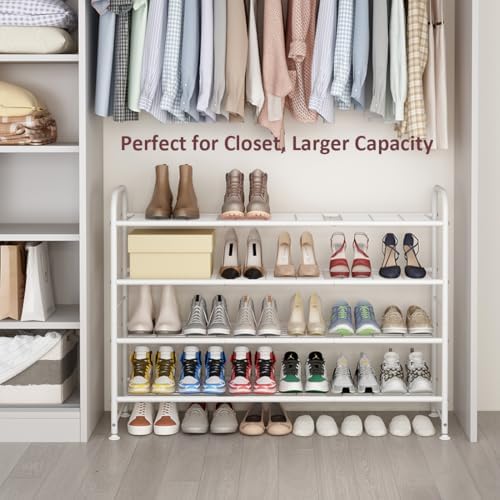 LINZINAR 4 Tier Long Shoe Rack for Closet Metal Shoe Organizer for Entryway - Image 2