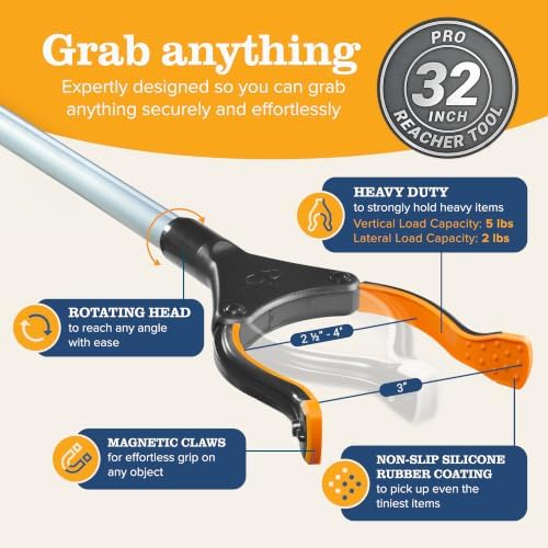 EZPIK Pro 32" Foldable Grabber Reacher Tool for Seniors - Grabbers for Elderly Reaching Tool Heavy Duty Pickup Trash Picker Upper Equipment - Claw Grabber Stick for Reaching Aids, Weed Gripper - Image 5