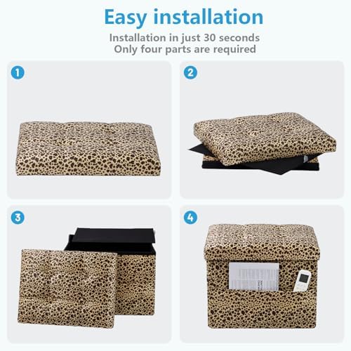 AmasSmile Ottoman with Storage,Folding Chest,17" Velvet,Leopard 2 Pack - Image 6