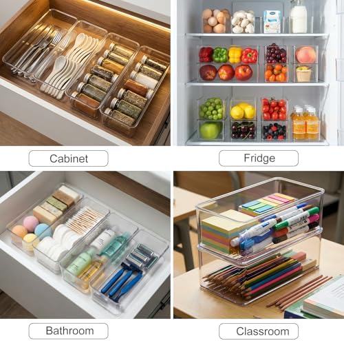 Hudgan 4 Clear Pantry Organizer Bins for Kitchen Drawer, Refrigerator - Image 6