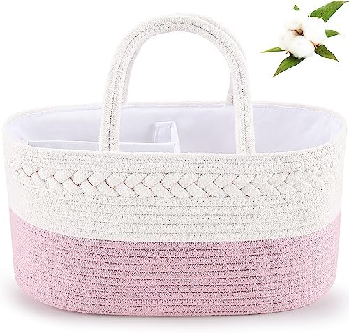 ABenkle Baby Diaper Caddy Organizer, Cotton Rope Nursery Storage Basket by ABenkle