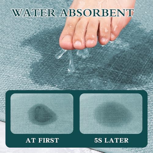 chakme Bathroom Rugs Mat 24x17, Ultra Thin Non Slip Bath Mat Small Quick Dry Absorbent Bath Mat for Bathroom Floor, (Light Blue, 24"x17") - Image 3