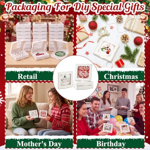 Dunzoom 50 Pcs Christmas Sublimation Blanks Ornament Gift Box, White - Image 4