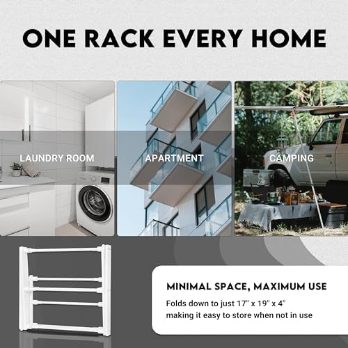 ZOES HOMEWARE 2026 Enhanced Clothes Drying Rack | Foldable Drying Rack Clothing for Laundry | Small Collapsible Portable Dryers for Laundry | Use for Indoor & Outdoor | White 37.5"x29"x12" - Image 4