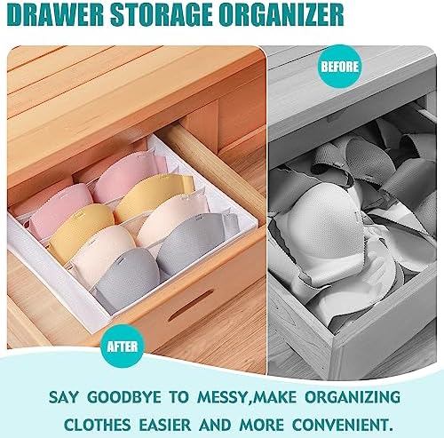 Bra Storage Drawers Organizer for Clothing Underwear Drawer Organizer Dividers Foldable Storage Cube Bins for Bra,Socks, Underwear,3 Pack （White） - Image 3