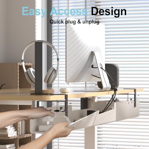 No-Drill Under Standing Desk Cable Management,47.2" L,Beige - Image 3