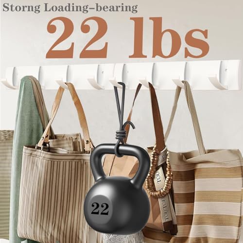 Folding Coat Hooks, Wall Mounted Coat Rack with 8 Retractable Hooks, Heavy Duty Towel Rack for Bathroom Wall Hook for Hanging Clothes Bathrobe, Stainless Steel Coat Hanger for Entryway(White) - Image 5