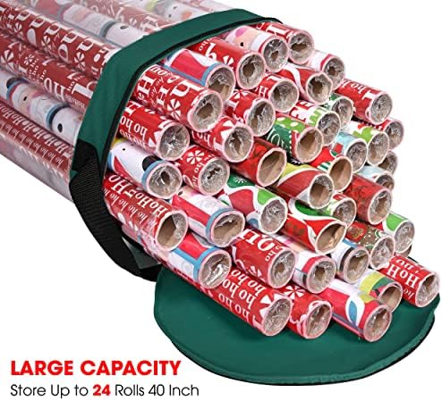 Wrapping Paper Storage Bag | Wrapping Paper Organizer Under Bed for Storing Multiple Rolls of Gift Wrap, 42” Length Container Constructed of Durable 600D Oxford Material (Green) - Image 3