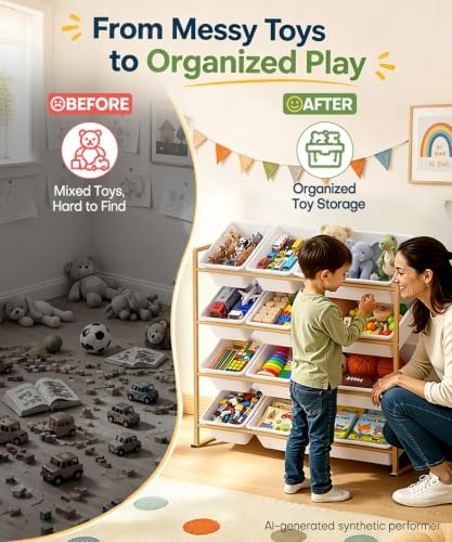 Homde Kids Toy Storage Organizer: 4-Tier Organized Shelf for Playroom - Image 2