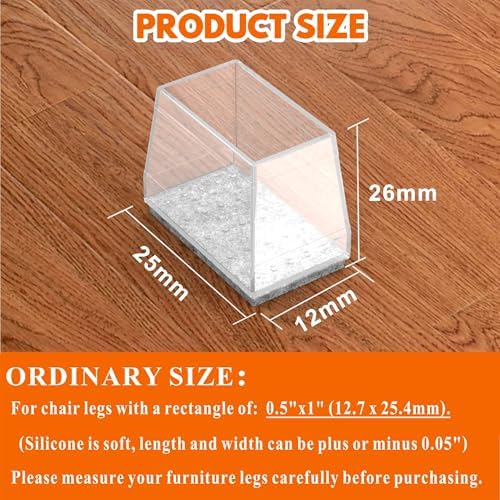 Rectangle Chair Leg Protectors for Hardwood Floors (Clear,0.5 x 1) - Image 2