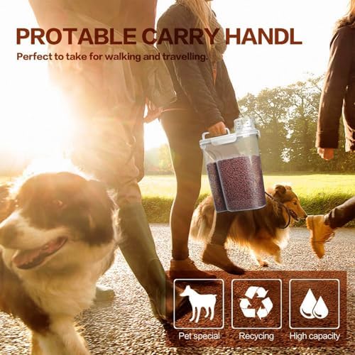 TIOVERY Dog Food Storage Container, 5-7 Lbs Airtight Pet Food Container, Cat food Container Dispenser with Portable Handle, Pouring Spout, Measuring Cup and a Collapsible bowl for Dogs Cats White/6Qt - Image 4